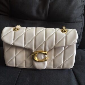 Coach White Quilted Shoulder Bag with Gold Accents